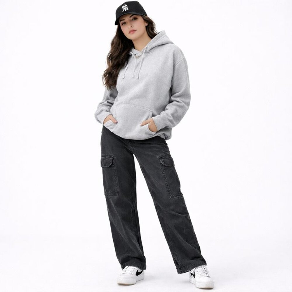 Monet Skateboards Womens Jeans Washed Black Cargo Relaxed Streetwear Y2K Size M